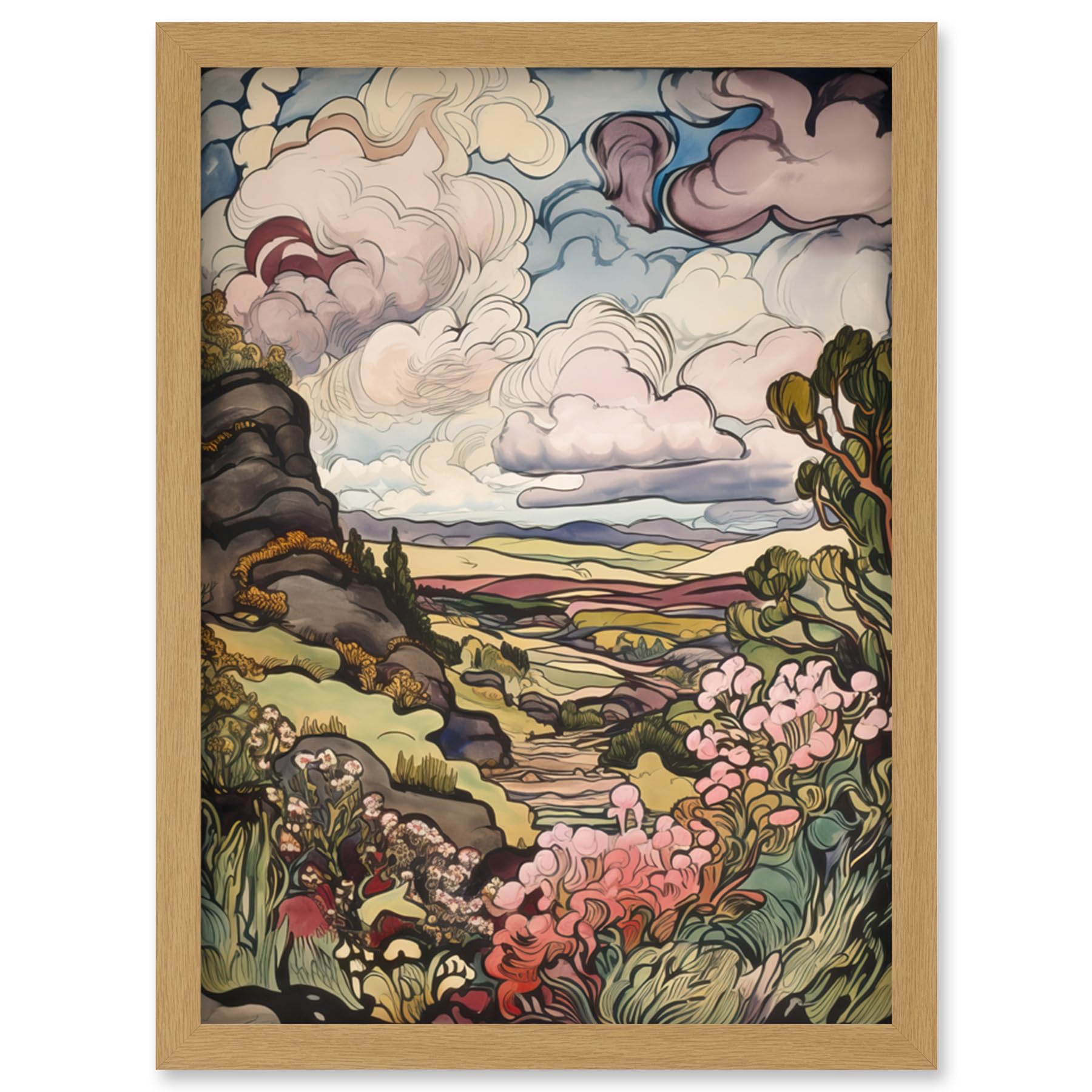 Artery8 A Wild Scottish Landscape on a Cloudy Day Artwork Framed Wall Art Print A4