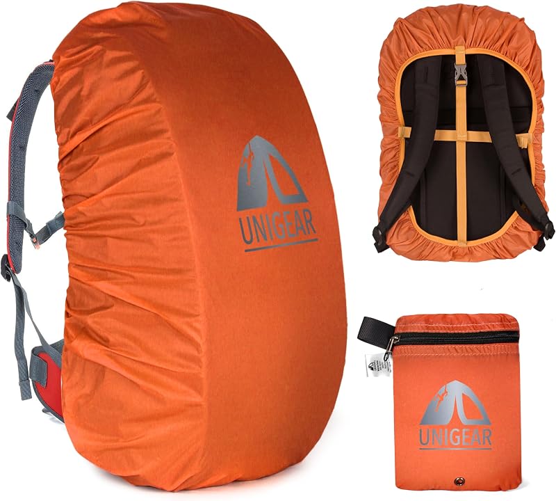 Backpack Rain Cover, 5000mm Waterproof with 2 Anti-Slip Straps | Ultraportable waterproof backpack cover, buckle-secured fit, integrated carry pouch for hiking, travel and outdoor packs
