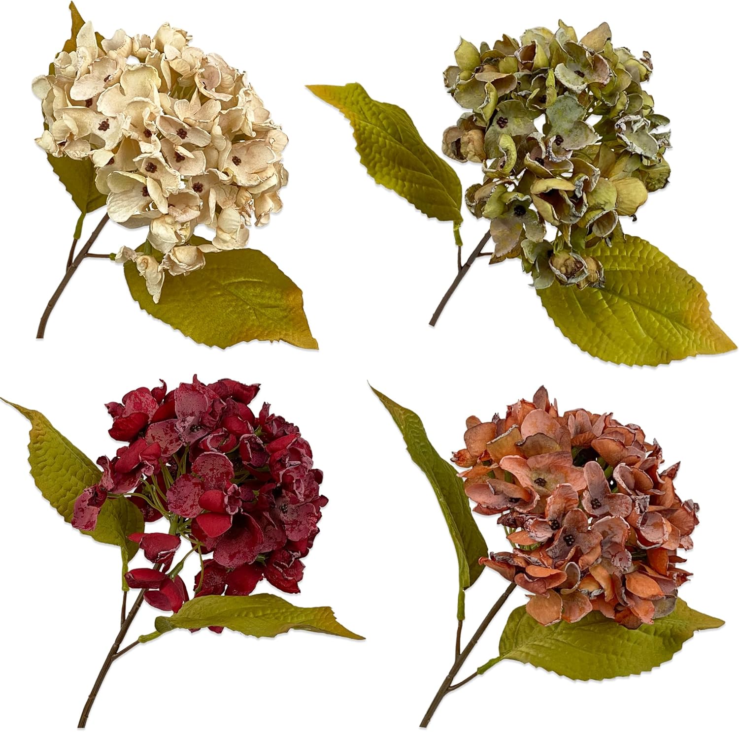 TOPIA Silk Fall Flowers Artificial Silk Dried Hydrangea Flowers Fall Hydrangeas Bouquet Autumn Florals Decorations for Office and Home(6 PCS) (Orange) - Image 9