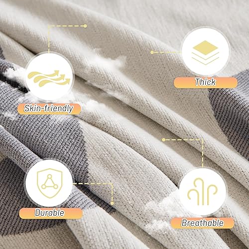 Miniatura 5 de MYSKY HOME - Funda de sofá bohemia supersuave para sofá de 2 a 3 plazas, funda de sofá de jacquard gris, para sofá biplaza y futón, funda para sofá