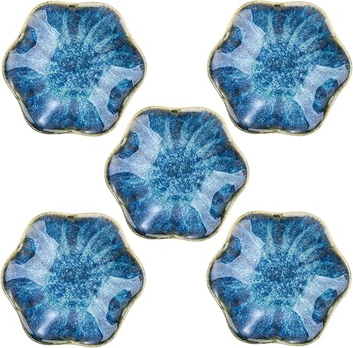 Miniatura 11 de VanEnjoy Platos de Flores Azules Cerámicos Platos Florales Pequeños Tazones para Salsa de Sumersión Plato de Salsa de Soja Cuencos de Preparación -