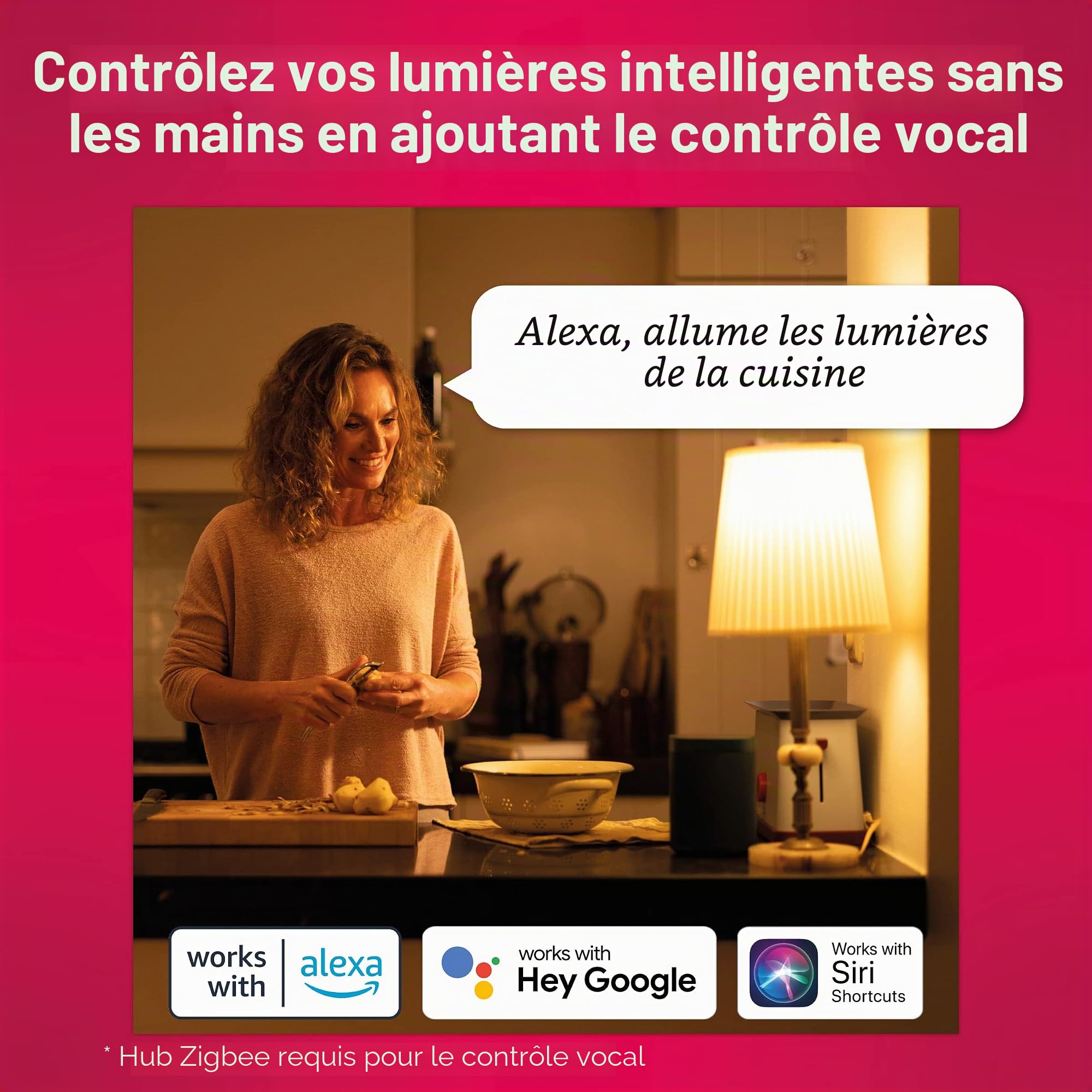 innr Zigbee Gateway, WLAN, Fonctionne avec Alexa, Siri Shortcuts, Hub Zigbee pour éclairage intelligent, commande vocale, contrôle intelligent, pont Zigbee, BG 220