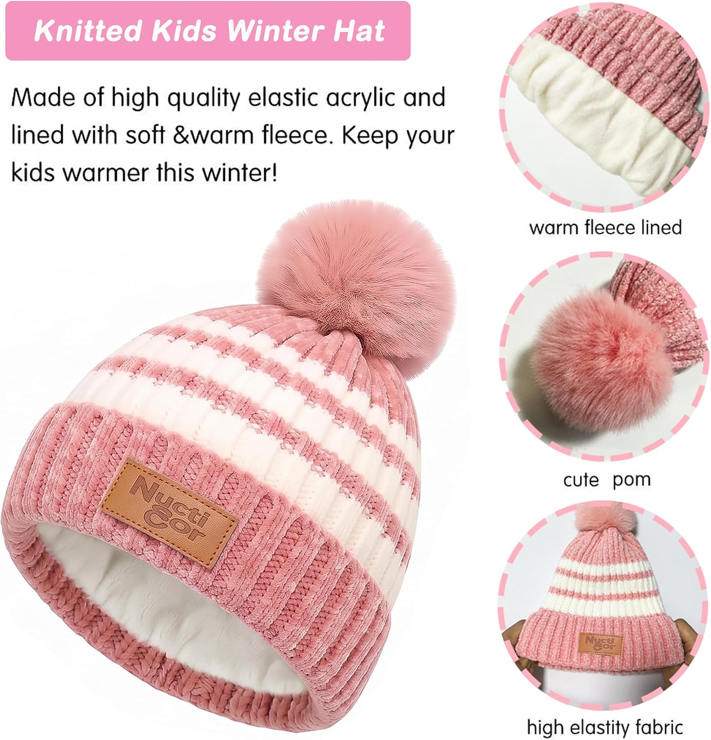 Kids Toddlers Winter Beanie Hats Gloves Neck Warmer Scarf Set Gifts for Girls Boys
