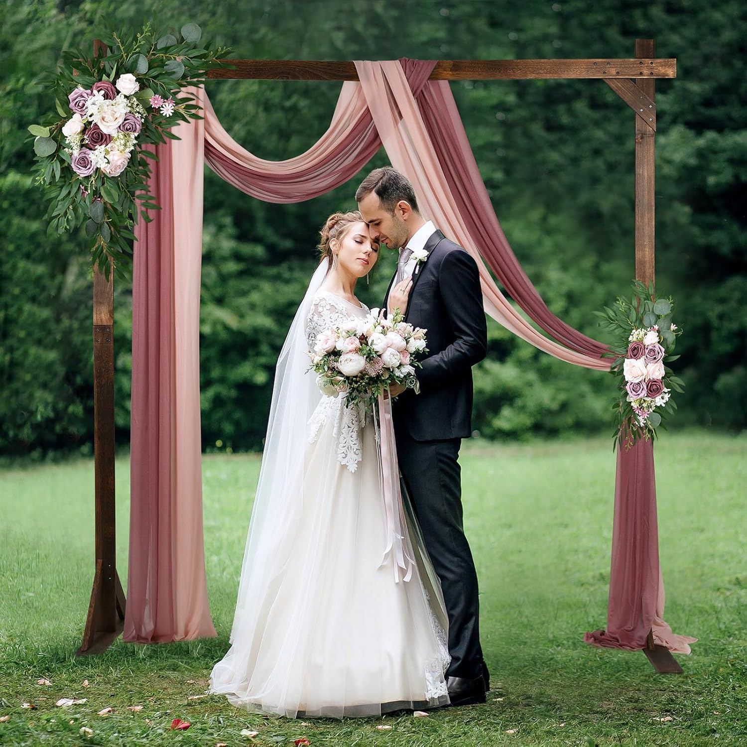 7.2FT Square Wooden Arch for Wedding Wood Arch Wedding Arbor, Indoor Outdoor Ceremony Party Proposal Scene Garden Beach Forest Rustic Boho Decoration