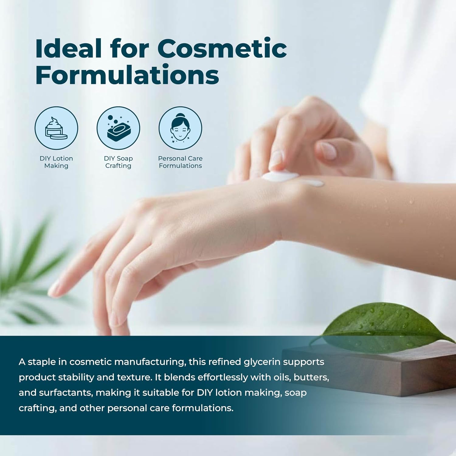 Glycerin USP Refined Conventional Oil | Pure Vegetable Glycerin for Cosmetic, Food, and Personal Care Applications | For Soap, Lotion, and Hair Care Formulations | Clear and Odorless Liquid - 8 Fl Oz