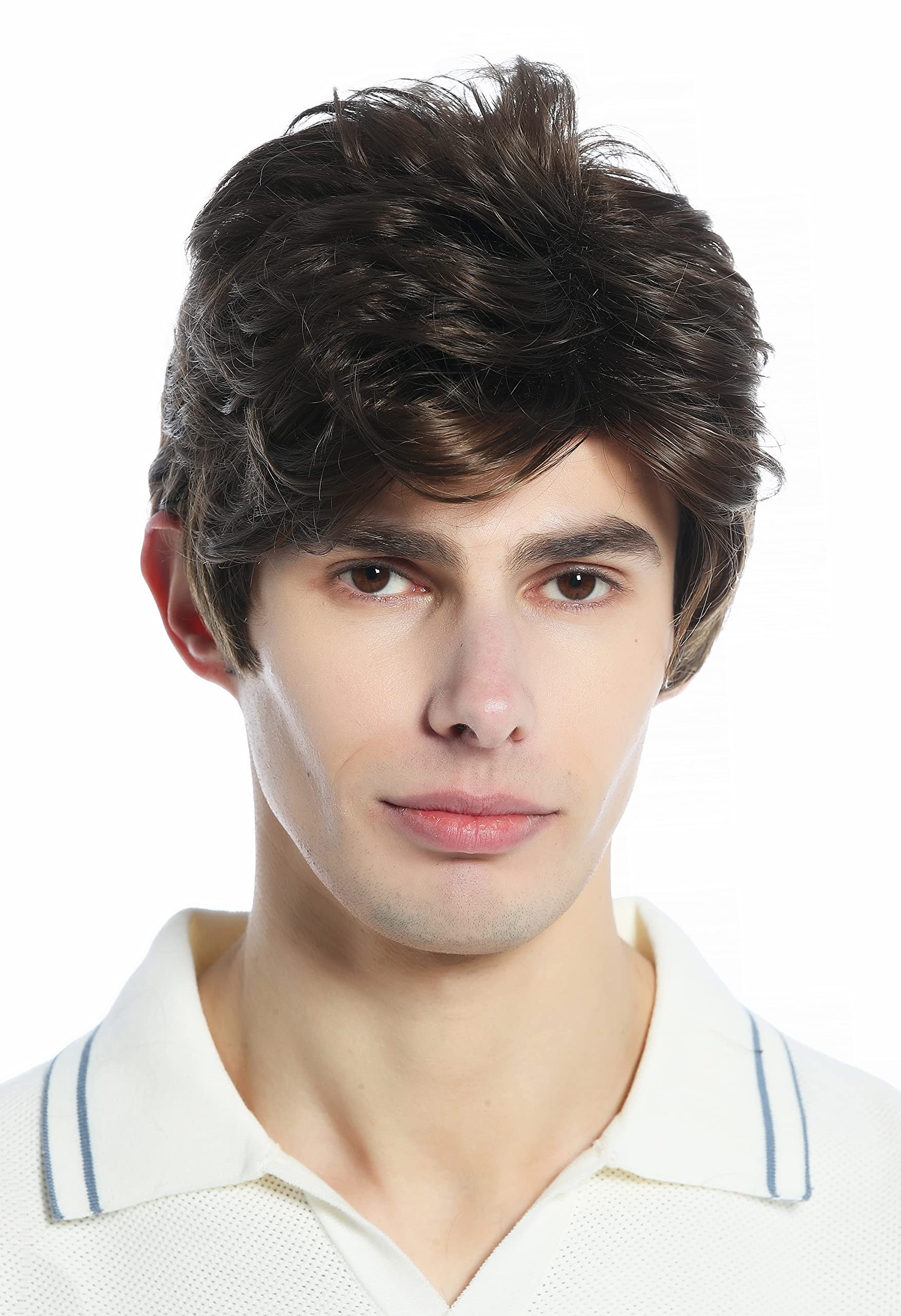 WIG ME UP - DW94A-10 Wig Men Women unisex short parting wavy medium brown, medium brown (10)