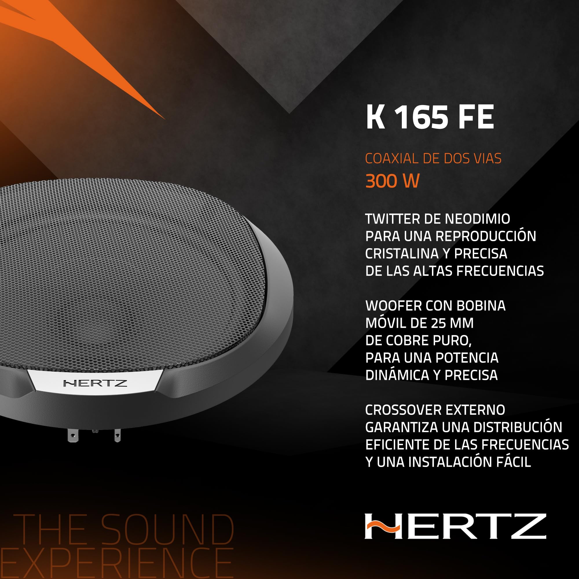 Hertz K 165 Fan Edition - Kit de altavoces (2 vías, con woofer de 165/170 mm, tweeter de 24 mm y crossover integrado, 300 W Peak, 4 ohmios, rejillas incluidas e instalación fácil)