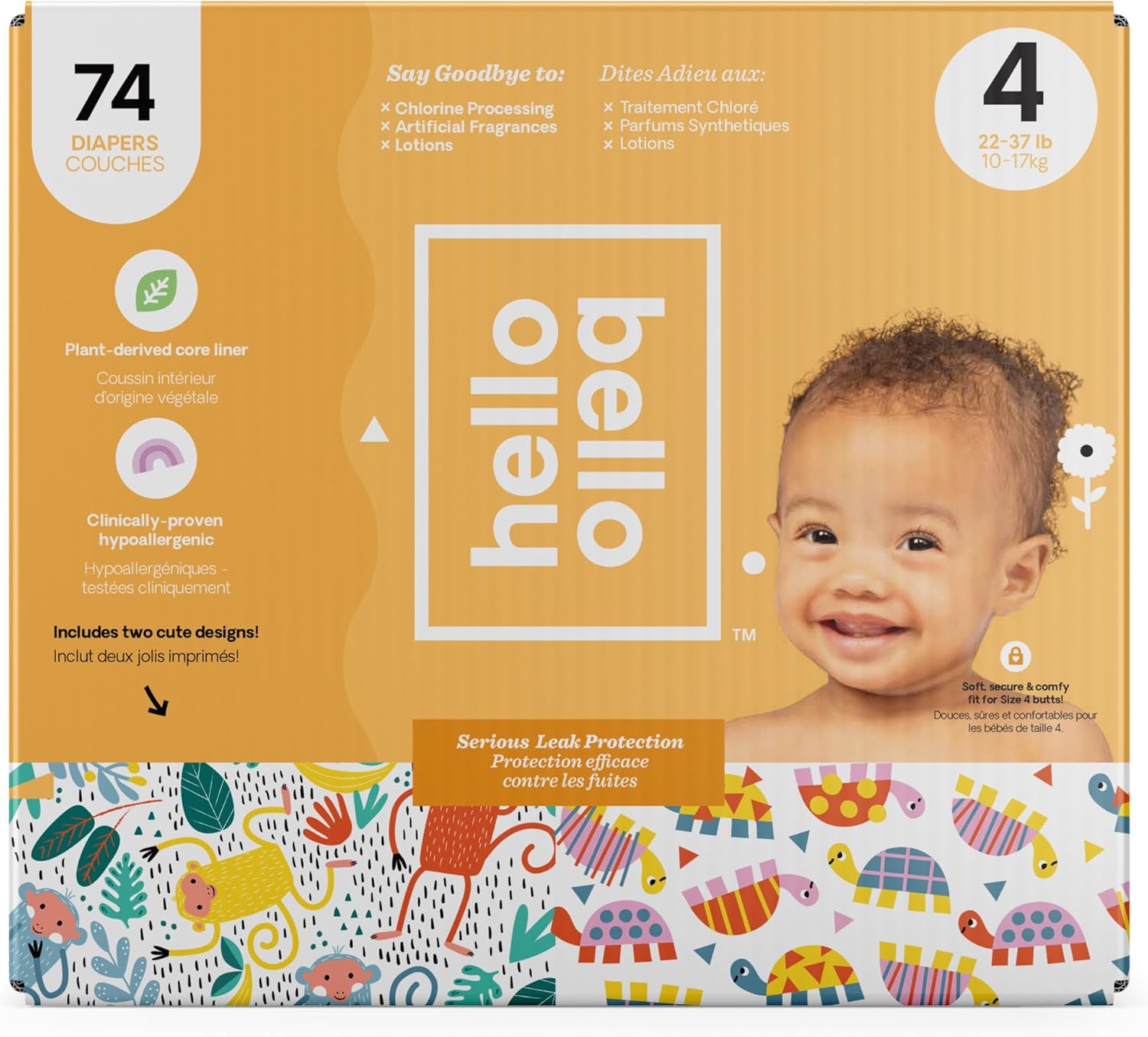 Hello Bello Diapers, Size 4 (2237 lbs) 74 Count of Premium Disposable Baby