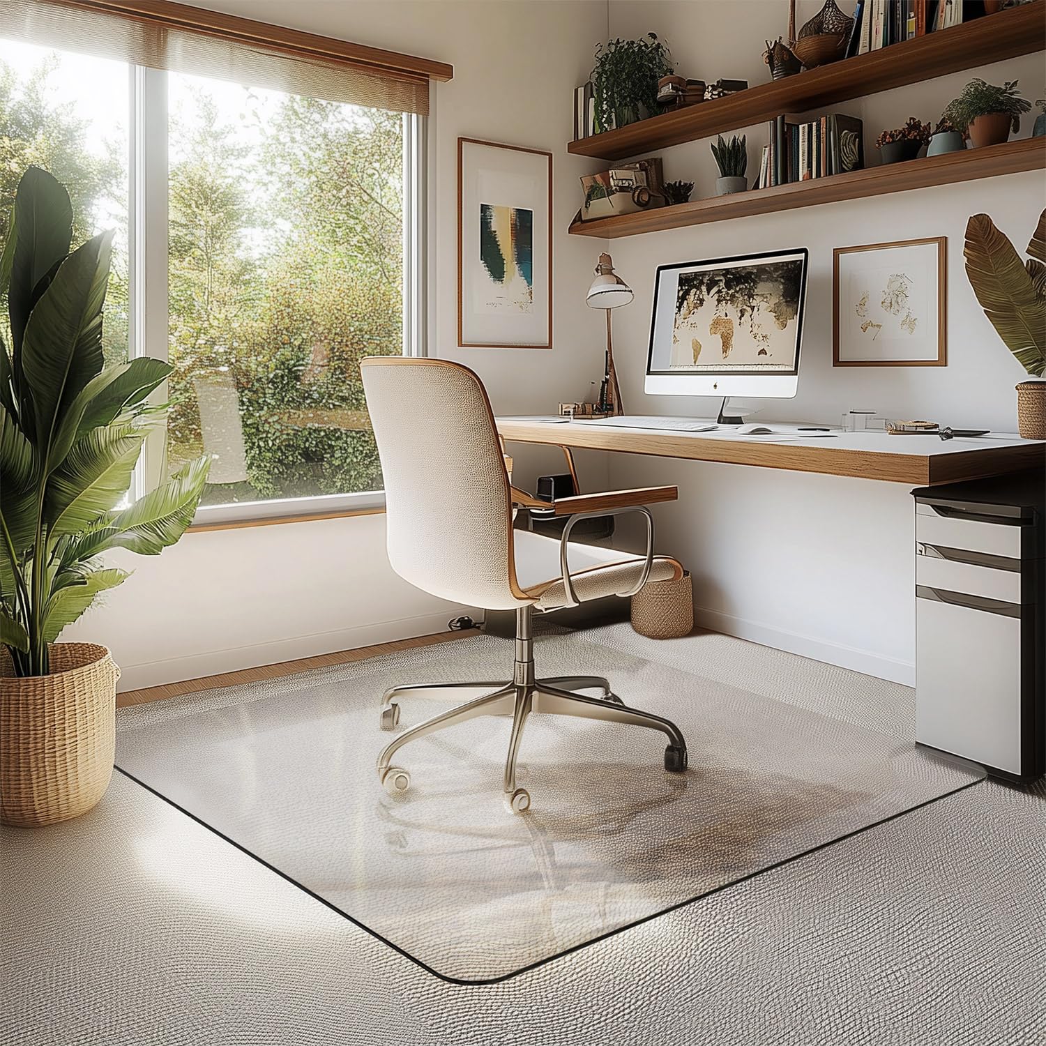 Tapete para silla de 45 x 45 pulgadas para alfombra, tapete de cristal templado para silla