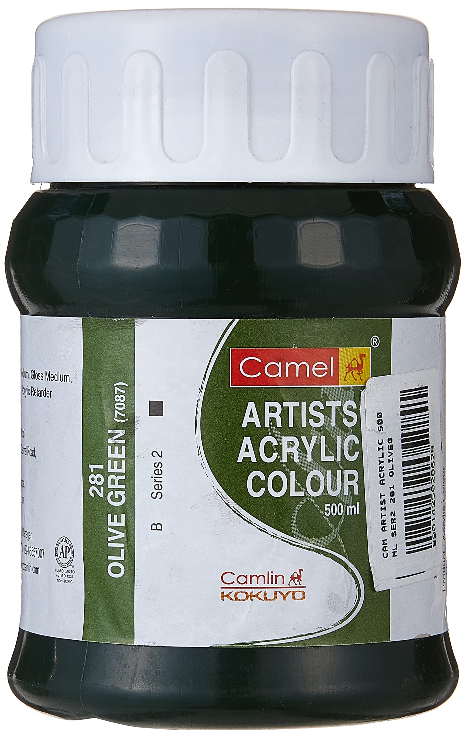 CamelSeries 2 Artist Acrylic Colour, Olive Green, 0.5 Liters, 838281