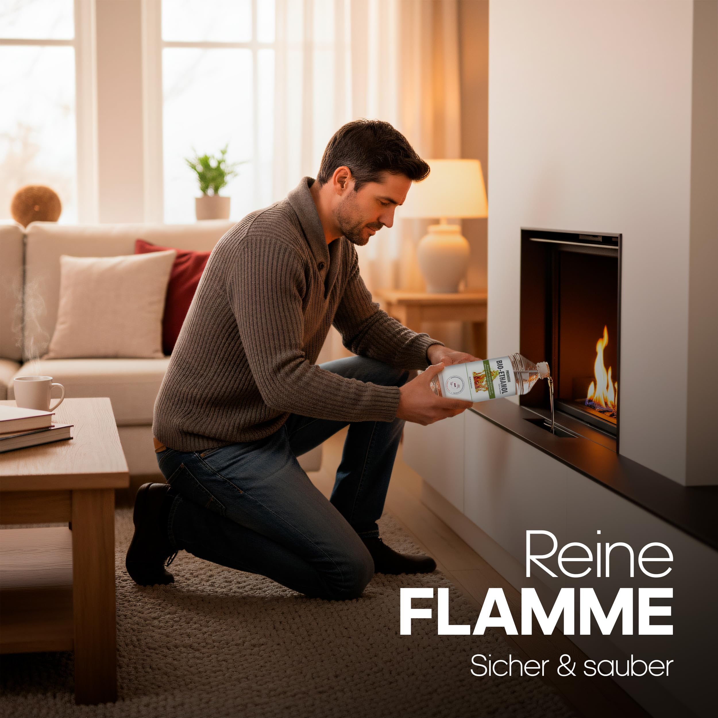 HaA Bioethanol 96,6% Premium 1 Liter – Für Bioethanol Kamin & Tischfeuer Indoor – Bio Ethanol für Tischkamin Indoor & Outdoor - Geruchsarm & rückstandsfrei – aus nachwachsenden Rohstoffen