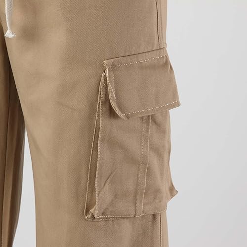 Miniatura 6 de Mens Versatile Palazzo Pants Plus Size Elastic Drawstring Cargo Pant Casual Multi Pocket Sweatpants Basic Straight Pants