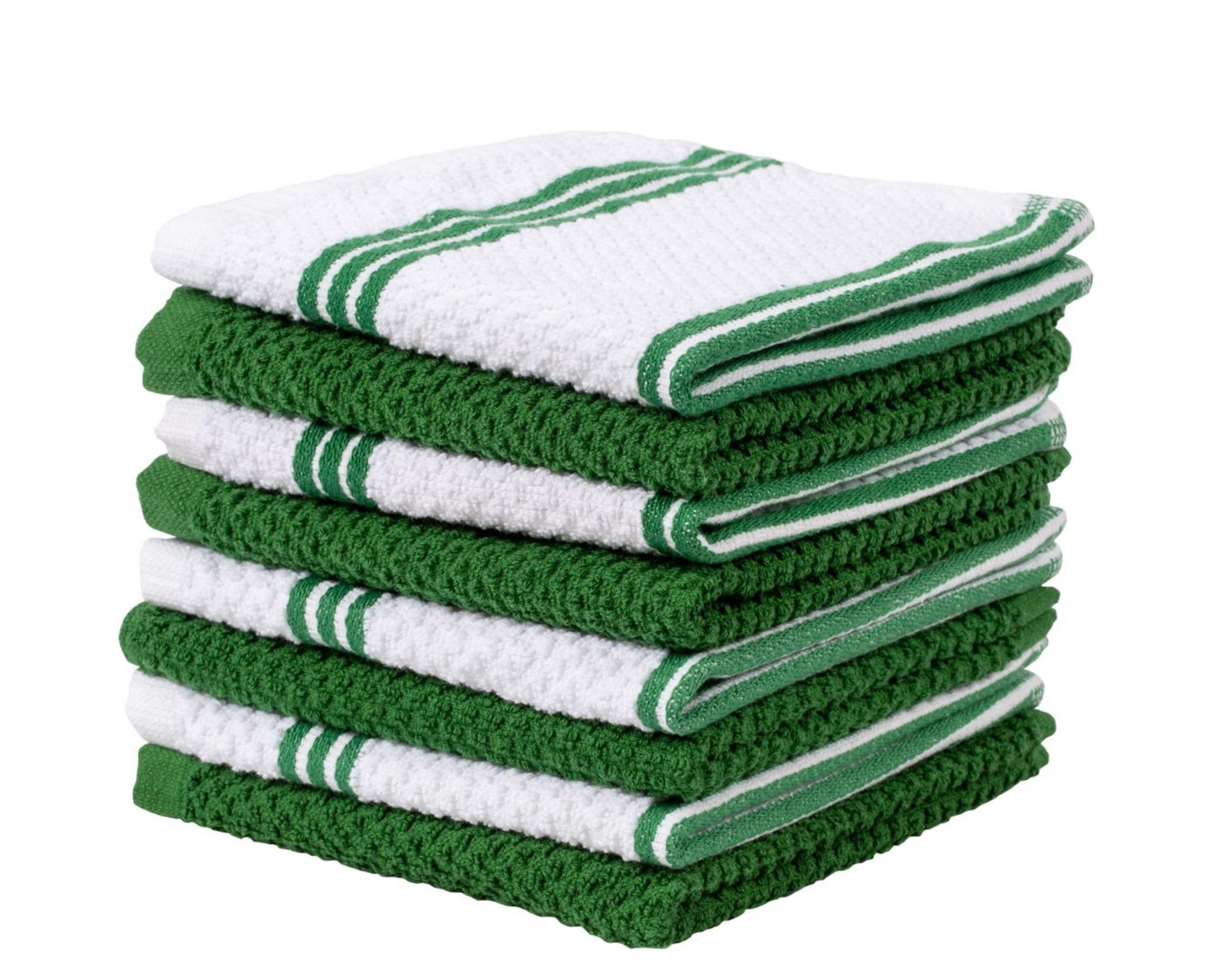Living Fashions Green 8 Pack Dish Cloths For Washing Dishes - 100% Cotton Absorbent Dish Towels Size 12" X 12" - Perfect Rags For Washing Dishes - Kitchen Rags And Washcloths For Dishes (Green)