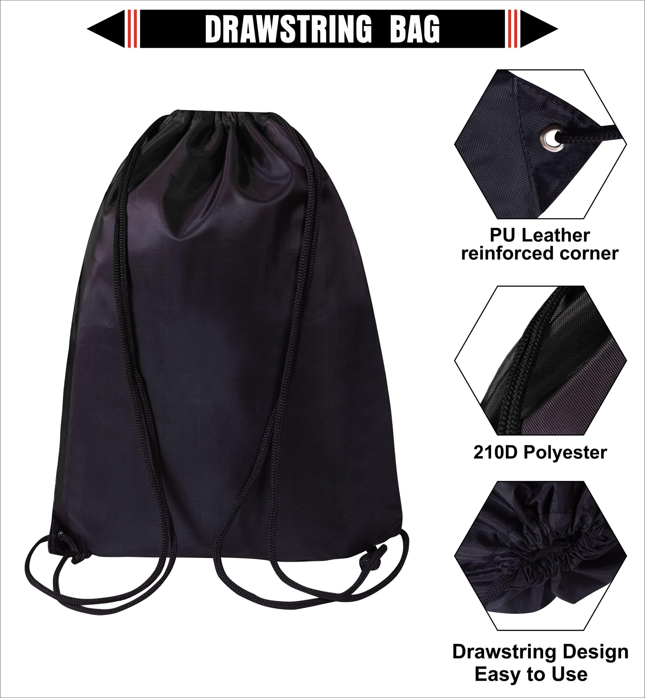 Sacs de sport avec cordon de serrage Lot de 2 en polyéthylène pour homme femme voyage plage