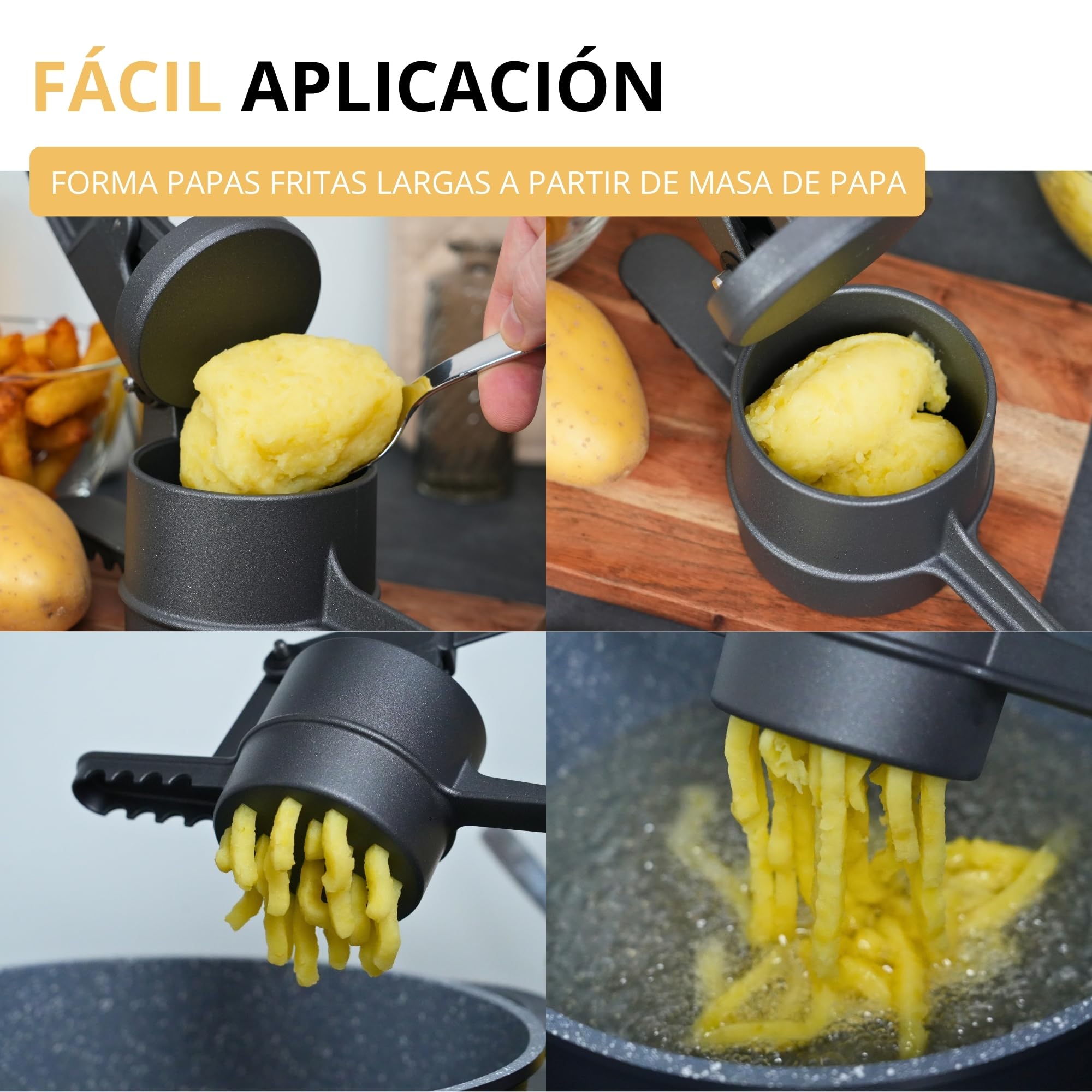 Westmark French Fries Press Black Edition, Prensa para churros, prensa para patatas con revestimiento especial antideslizante, Para patatas, churros y patatas fritas, Antracita, 41 cm