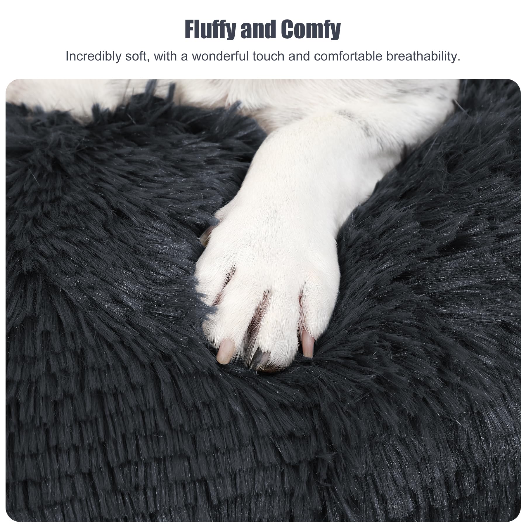 KSIIA Cuscino per Cani Taglia Media, Cuccia Cane Interno, 76x52cm, Peluche Morbida e Soffice, Base Antiscivolo, Lettino per Cani, Lavabile in Lavatrice, Materassino Cane, Grigio scuro
