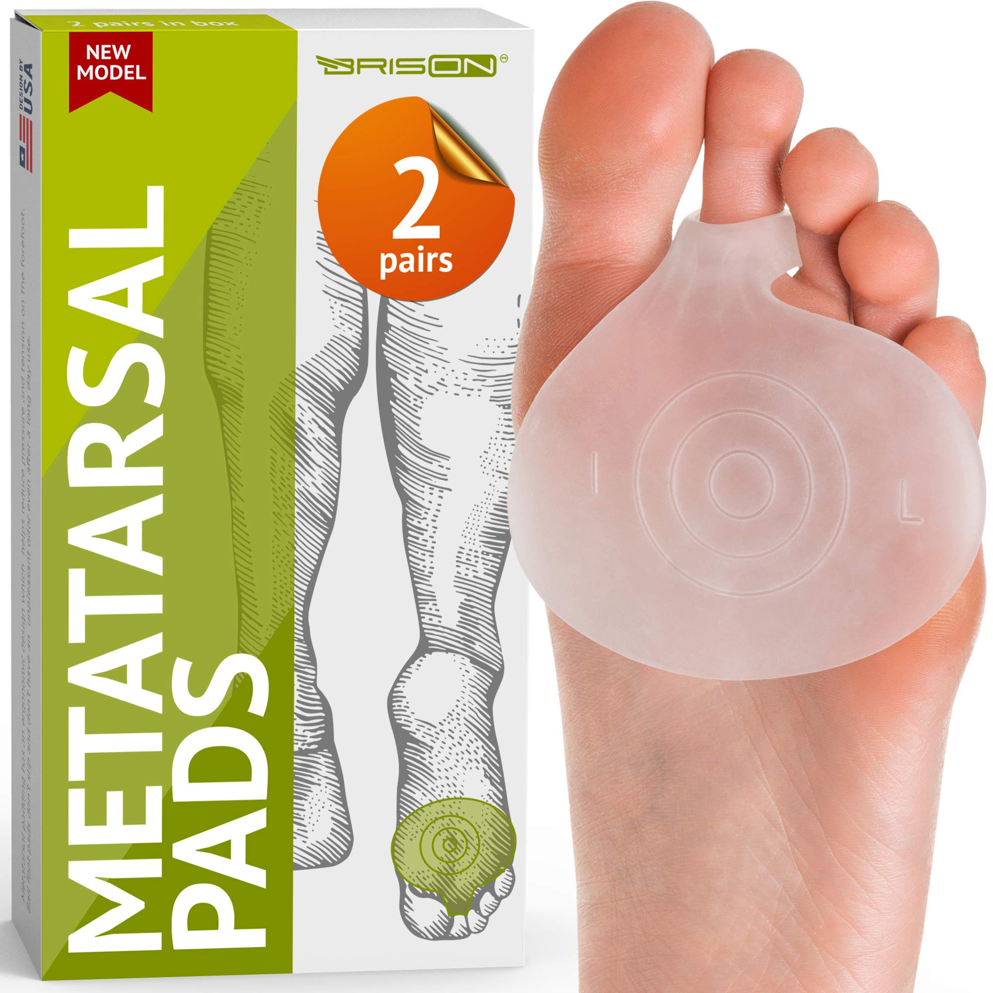 BRISON Metatarsal Pads Ball of Foot Cushions - Soft Gel Ball of Foot Pads - Mortons Neuroma Callus Metatarsal Foot Pain Relief Bunion Forefoot Cushioning Relief Women