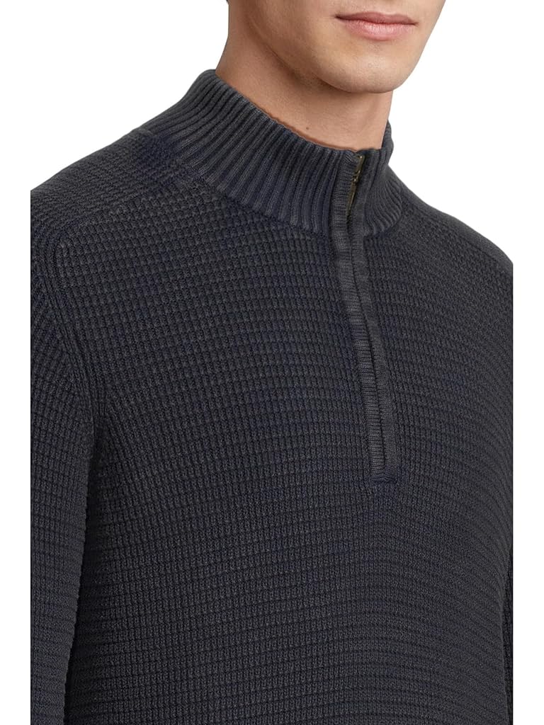 Navy L.L.Bean Textured Washed Cotton Sweaters 1/4 zip