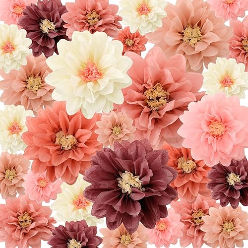 18 piezas de flores de papel mexicanas coloridas para fiesta, flores de papel de seda para carnaval mexicano, flores de papel para telón de fondo de
