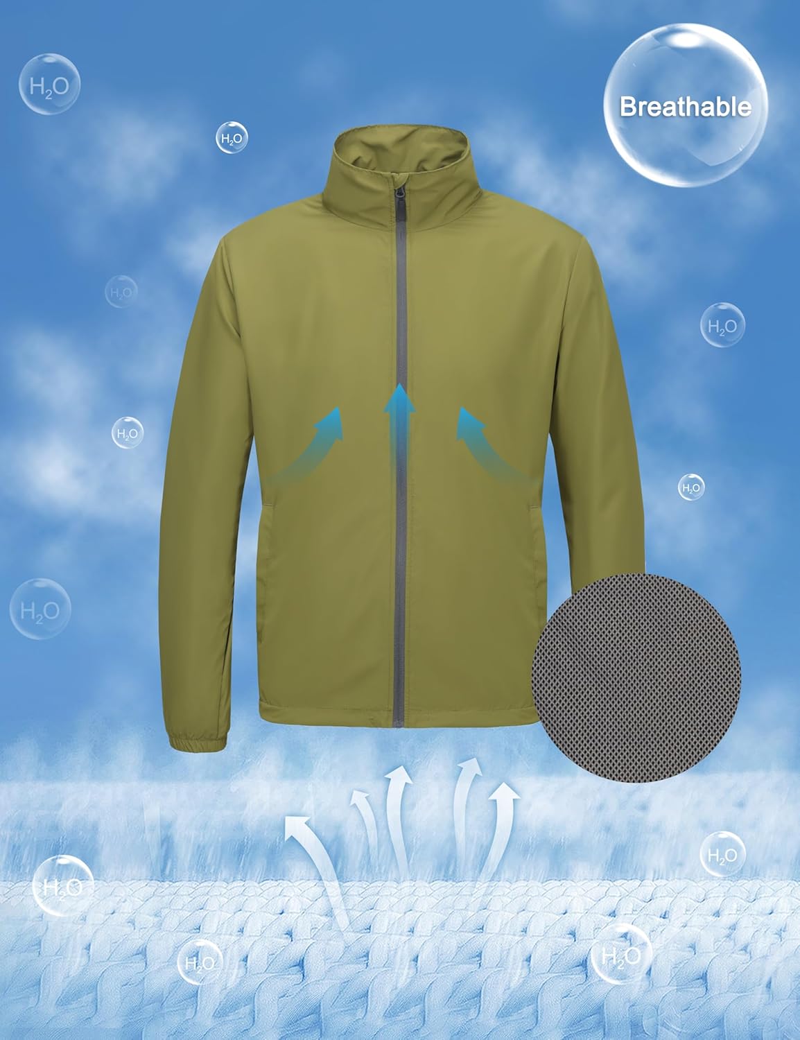 Little Donkey Andy Men’s Lightweight Breathable Windbreaker Golf Jacket UPF50+ Windproof Outdoor Running Coat - Image 4