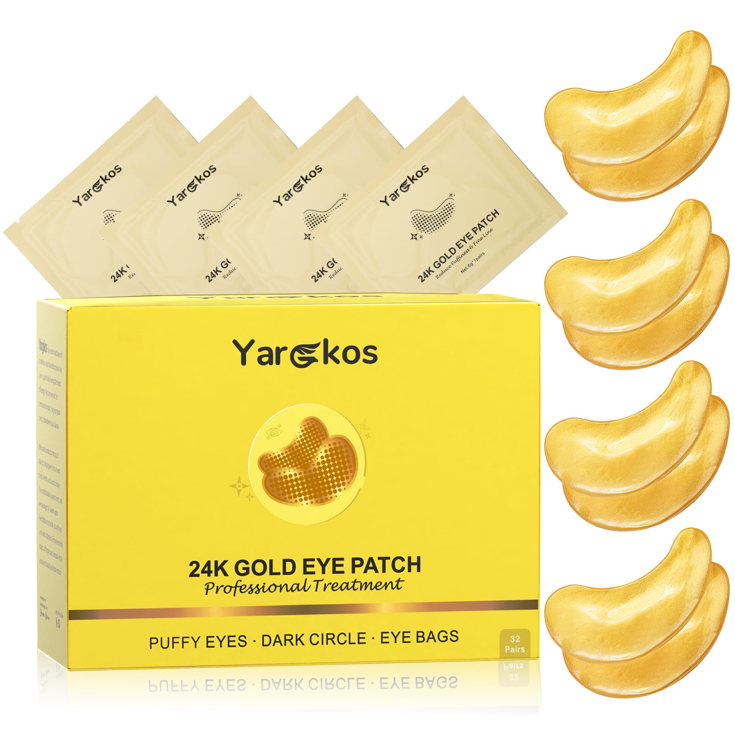 32 works 24K Gold Under Eye Patches, Golden Eye Masks