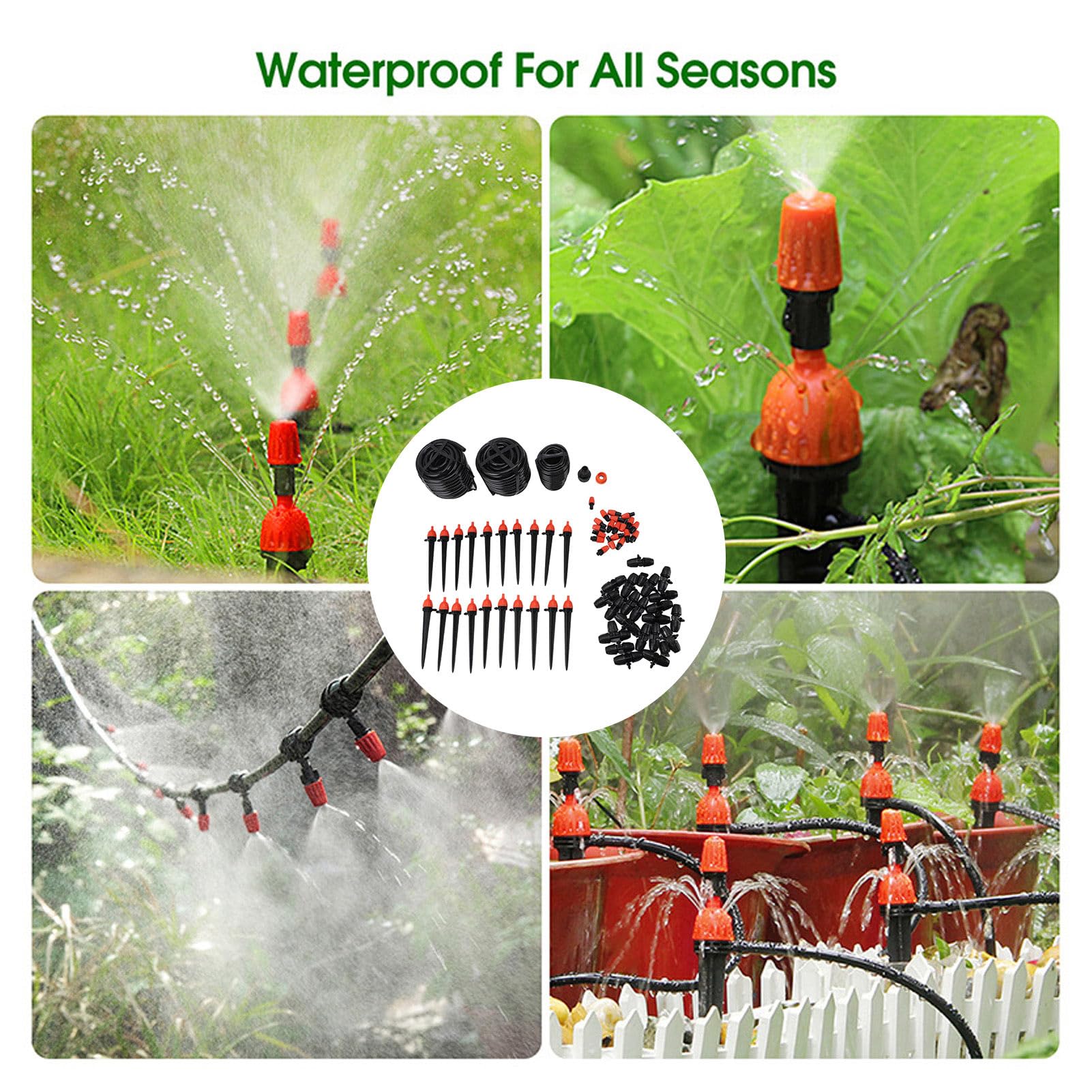 Kit di Irrigazione Automatica a Goccia, di Irrigazione da Giardino a Connessione Rapida con Ugelli Regolabili e 40 Gocciolatori per Piante in Vaso da Serra da Giardino