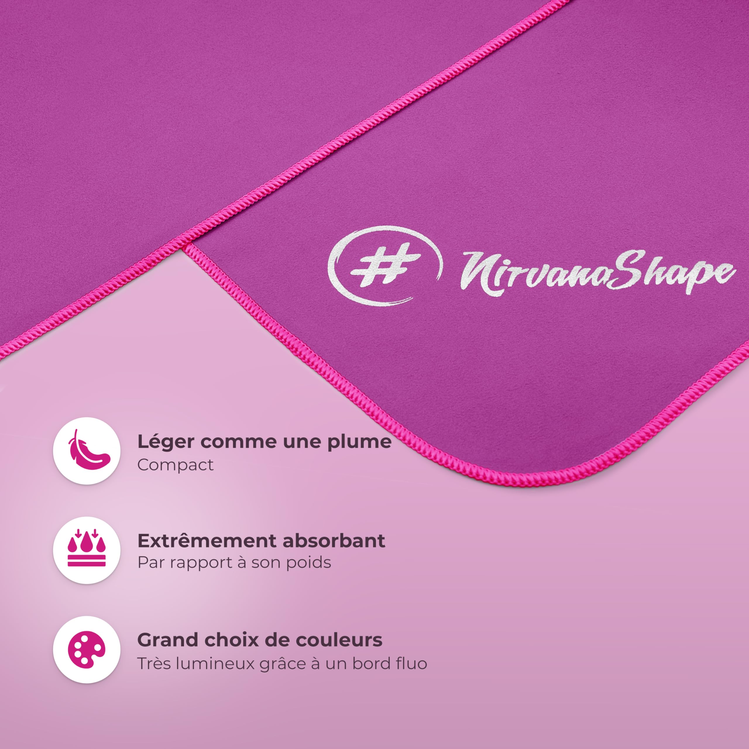 Serviette Séchage Rapide Serviette Microfibre NirvanaShape - Légère, Absorbante Et Séchage Rapide Pour Sport Et Voyage Serviette Bain Compacte