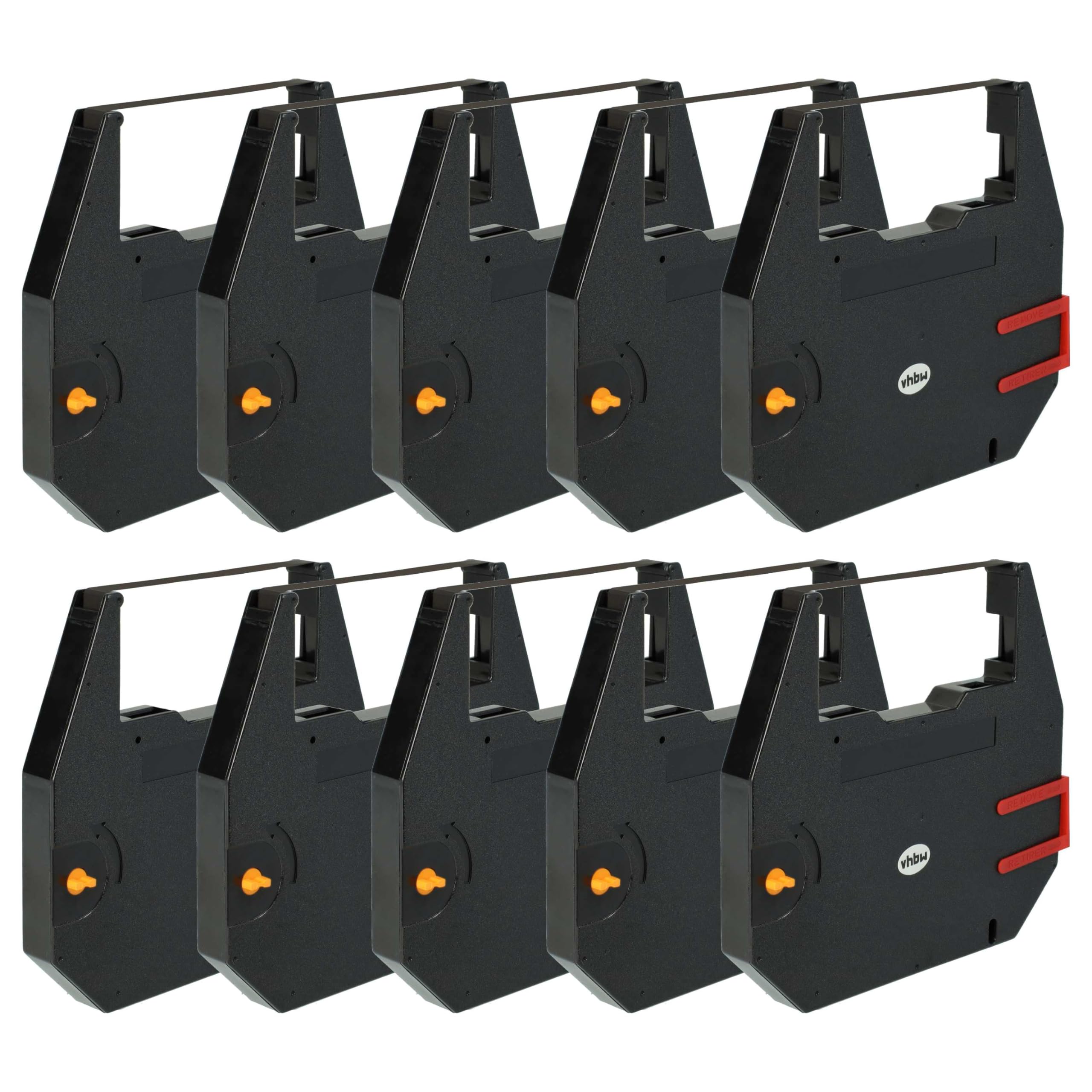 vhbw 10x Cinta de color de escritura compatible con Nakajima AX230, AX 240, AX 225, AX 220 impresora de matriz o de tickets - banda de carbono negro
