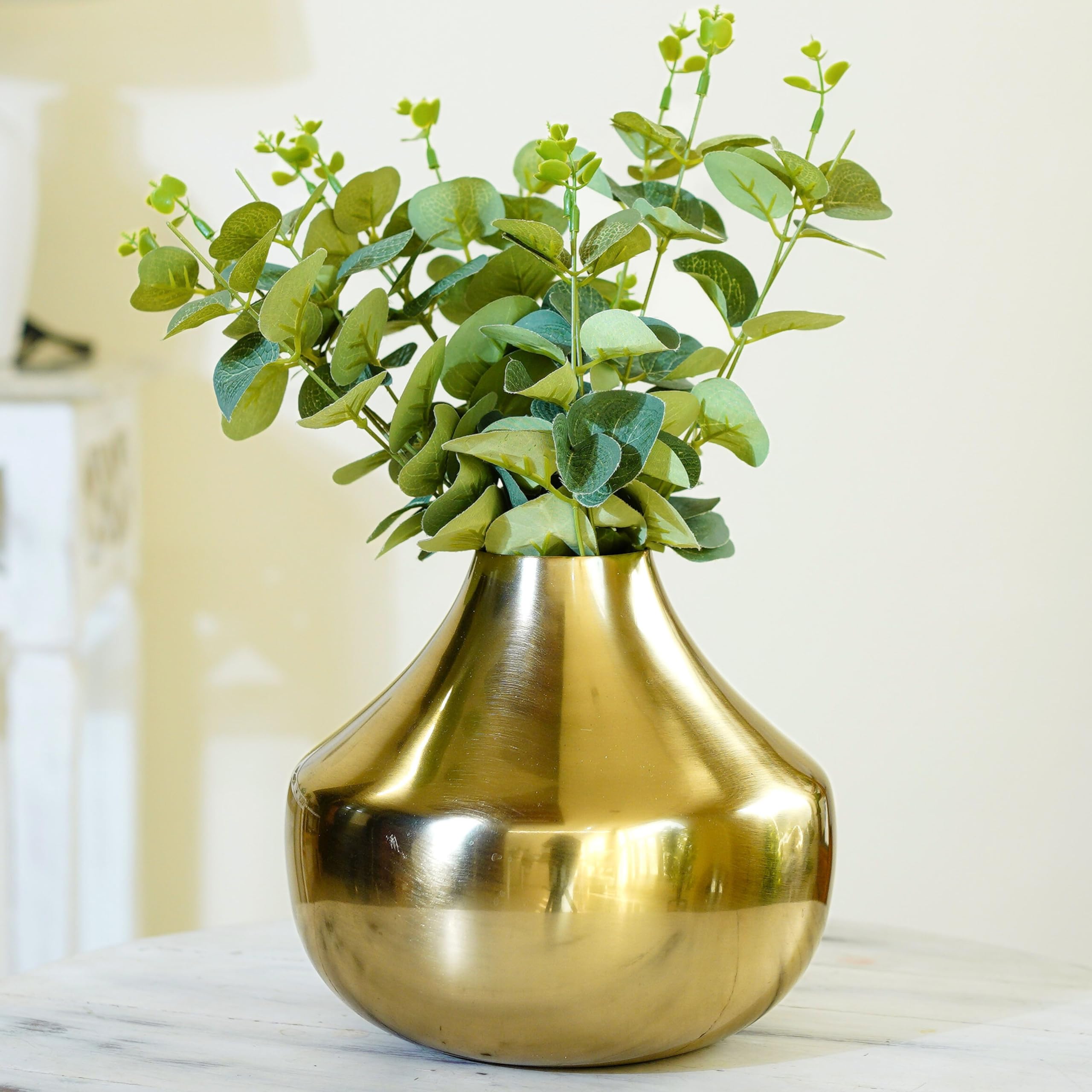 BEHOMA Gold Metal Vase - Elegant Home Decor -7