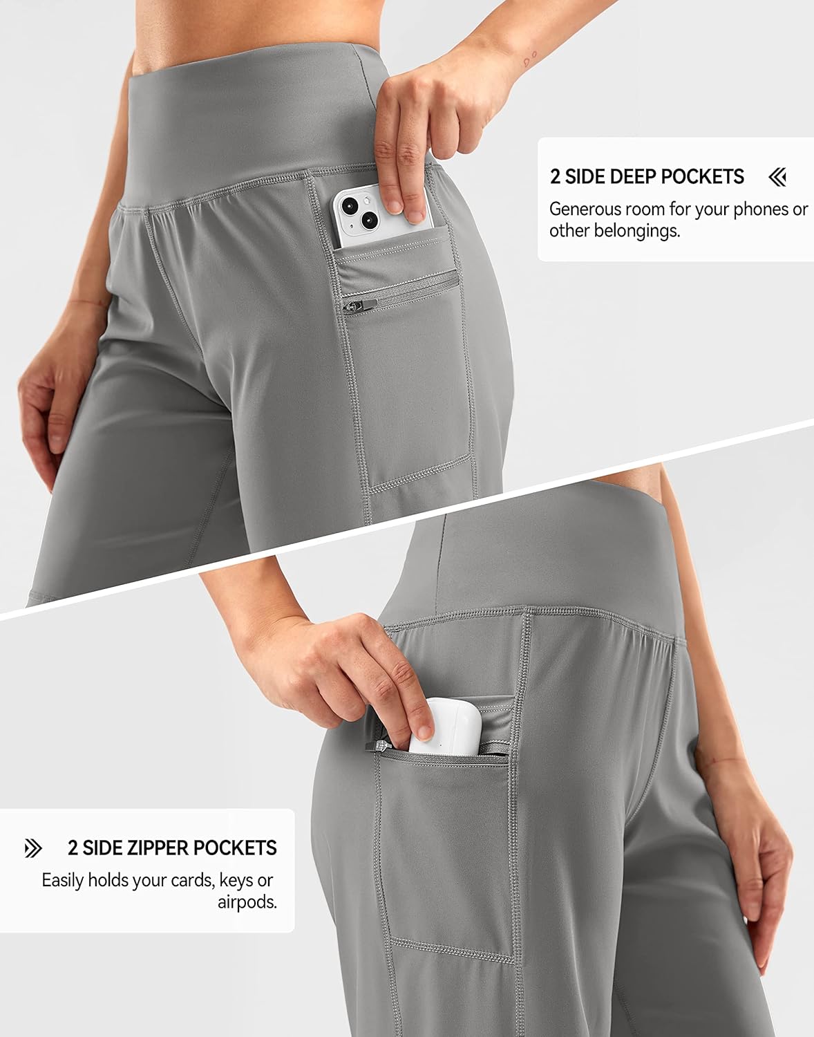 G Gradual Women's High Waisted 9" Bermuda Shorts with Zipper Pockets Athletic Workout Long Shorts for Women Knee Length - Image 5