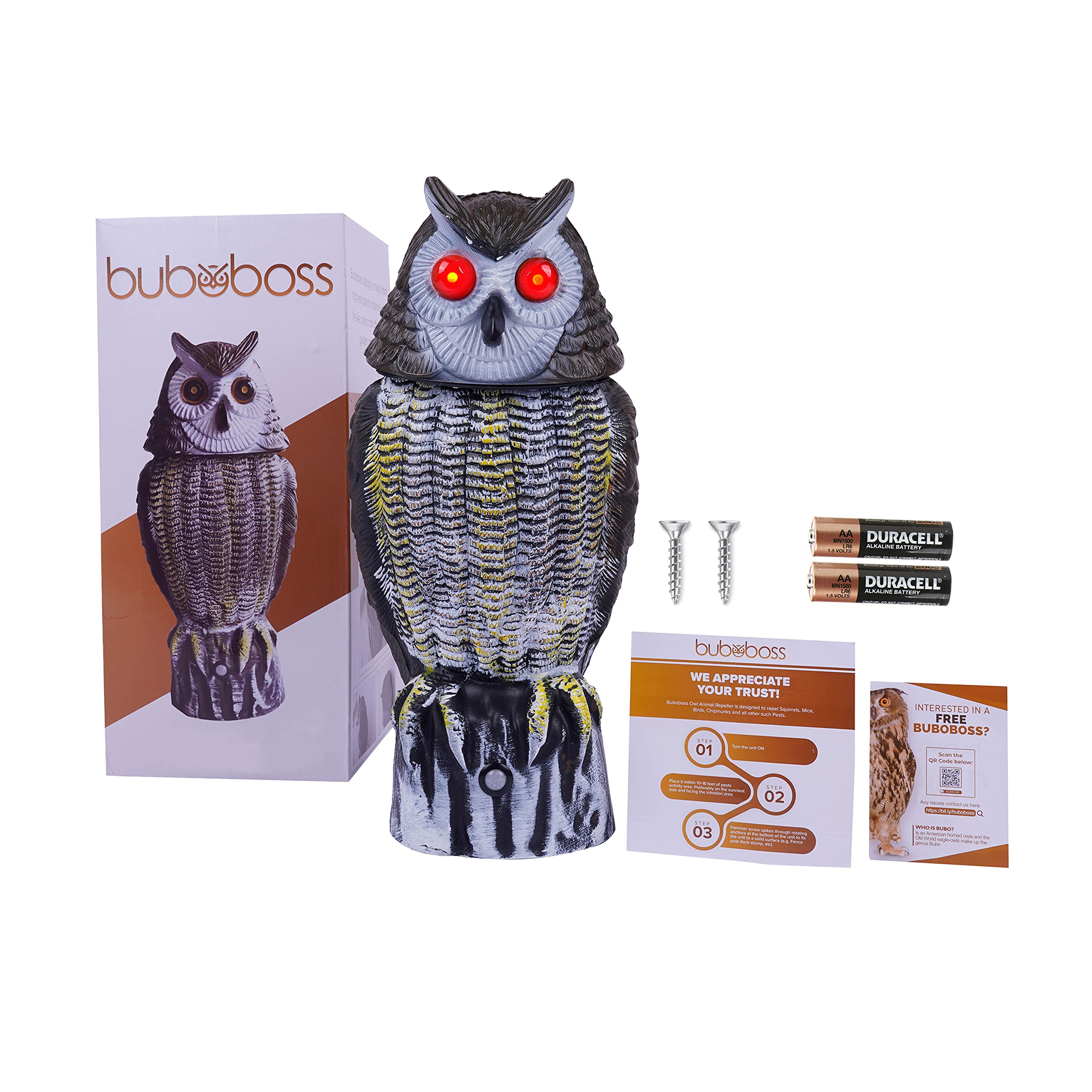 Buy Fake ecrow Owl Decoy 16 Inch Solar Powered Motion Activated
