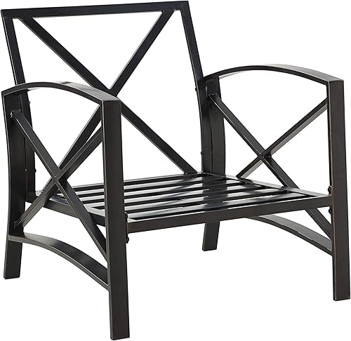 Miniatura 7 de Crosley Furniture KO60007WH-NV Kaplan - Silla con brazos metálicos para exteriores, color blanco con cojines azul marino