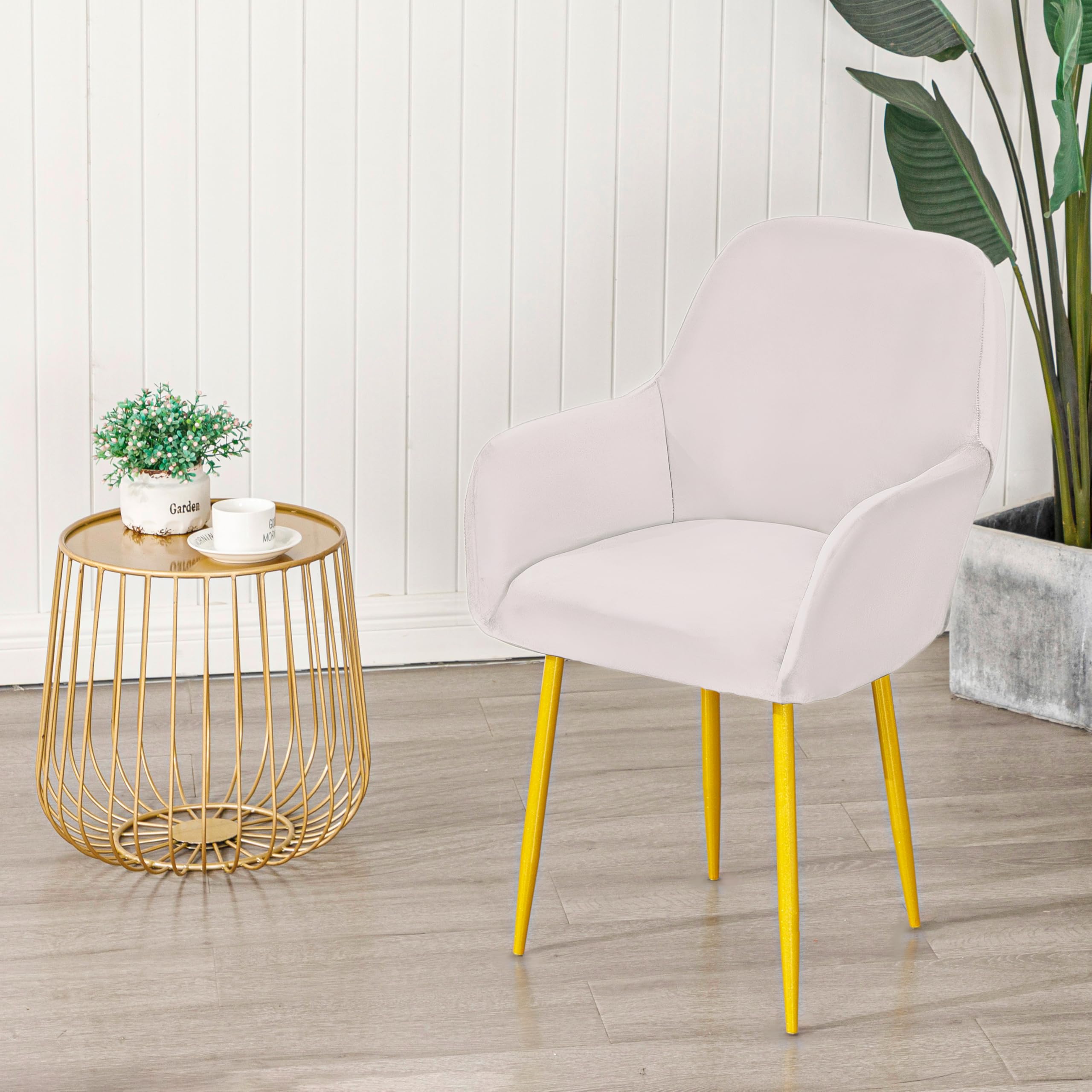 EBETA Funda para Silla de Comedor Samt, Extraíble Funda Sillon Orejero con Reposabrazos Funda Silla Oficina Protector de Silla Desmontable y Lavable (Blanco, 2 Unidades)