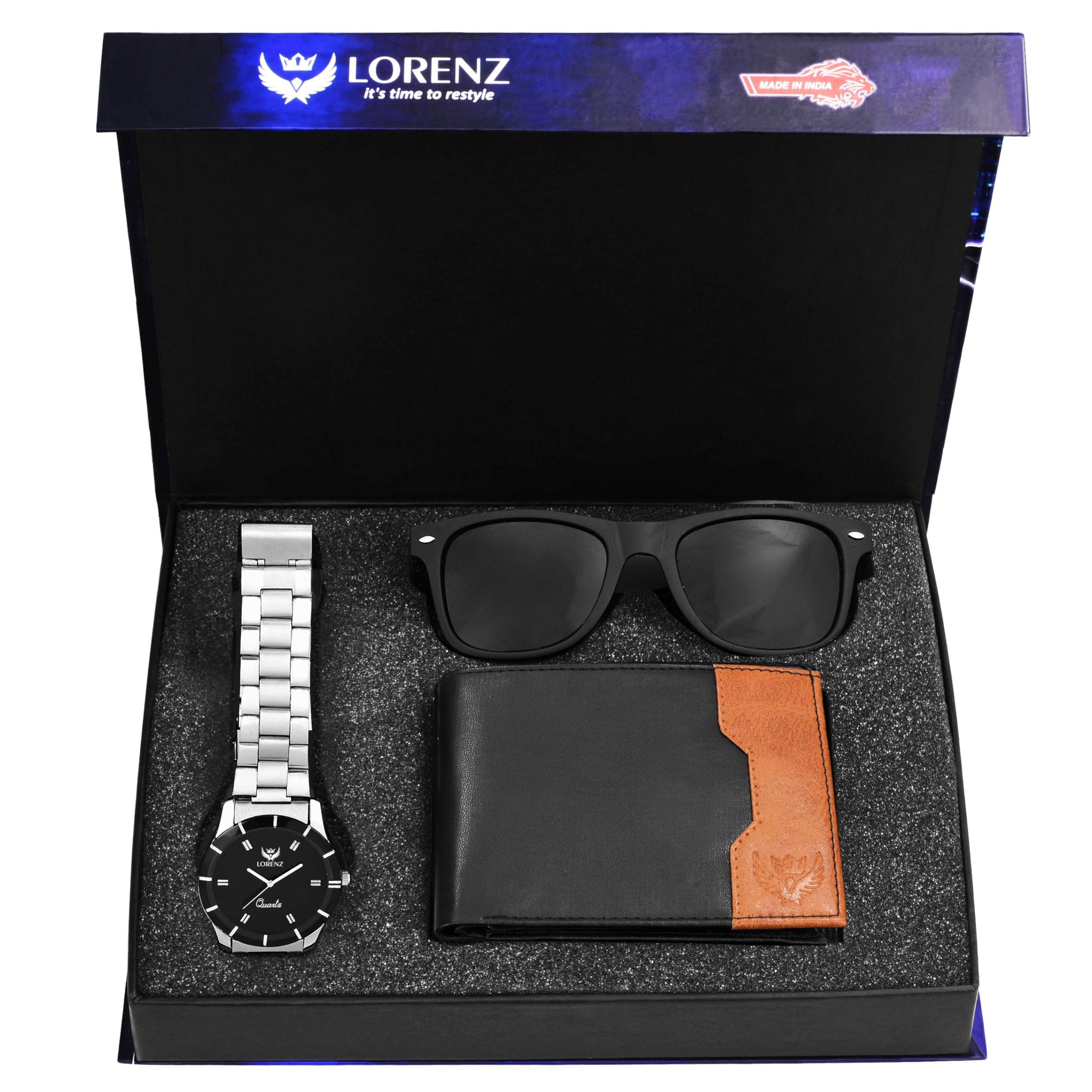 LORENZ Combo of Black Sunglasses, Black Mens Watch & Black Wallet (B07XK9HRM1) Amazon Price History, Amazon Price Tracker
