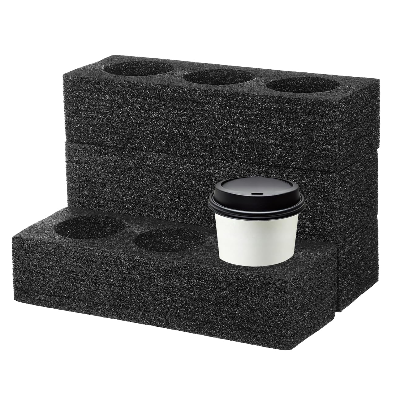 Cabilock 4 Stück Getränkehalter Schaumstoff für 3 Becher | Universal to-Go Becherhalter für Auto & Camping | Sicherer Cup Holder für Kaffee, Milchtee & Takeaway Lieferservice