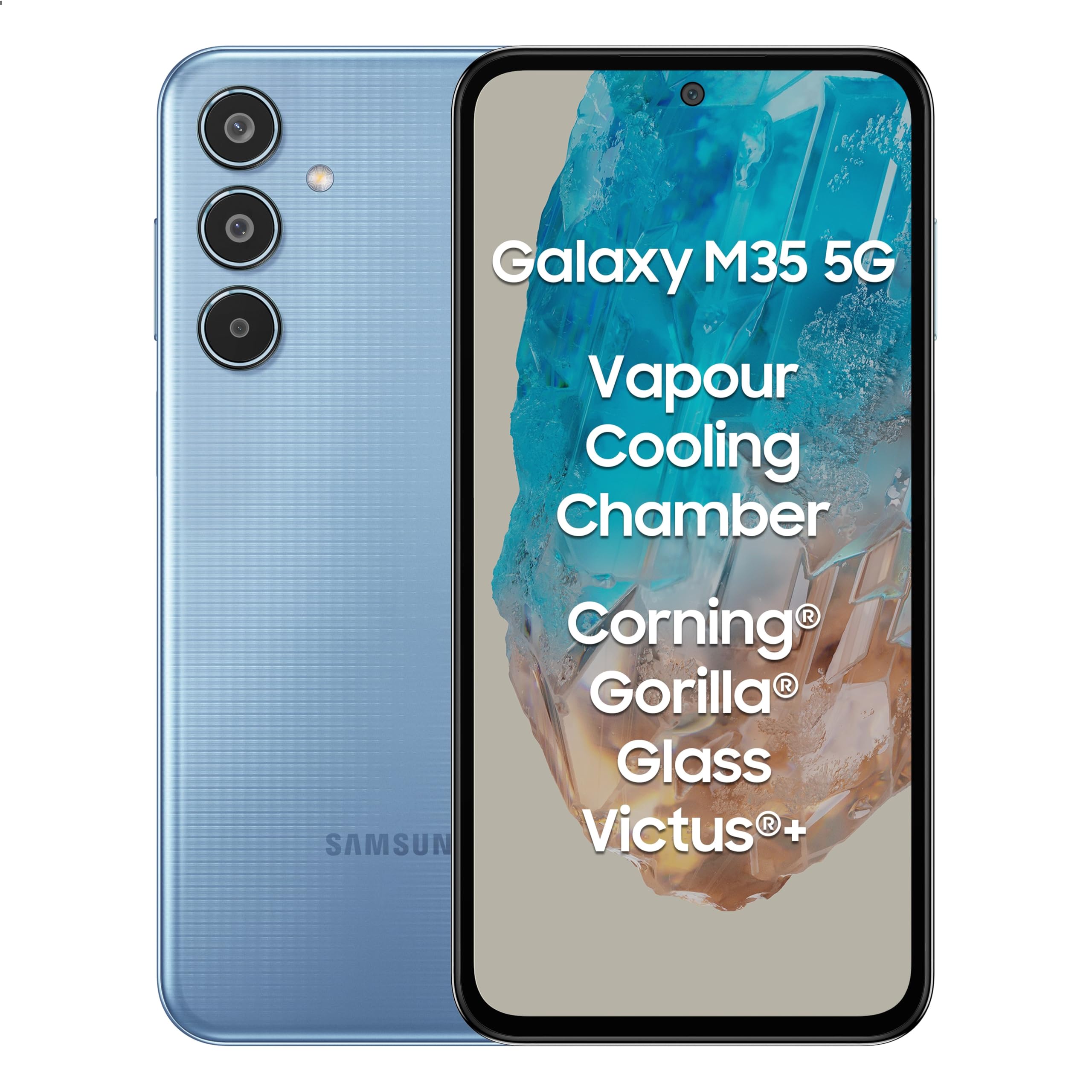 Samsung Galaxy M35 5G (6GB RAM,128GB Storage)| Corning Gorilla Glass Victus+| AnTuTu Score 595K+ | Vapour Cooling Chamber | 6000mAh Battery | 120Hz Super AMOLED Display| Dual Sim - Day Break Blue