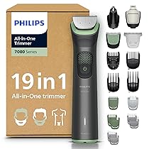 Philips Rifinitore All-in-one Multigroom Serie 7000 19 in 1 – Rifinitore per barba, capelli e corpo, lame autoaffilanti interamente in metallo, 26 impostazioni di lunghezza (0,5-20 mm), MG7962, 30