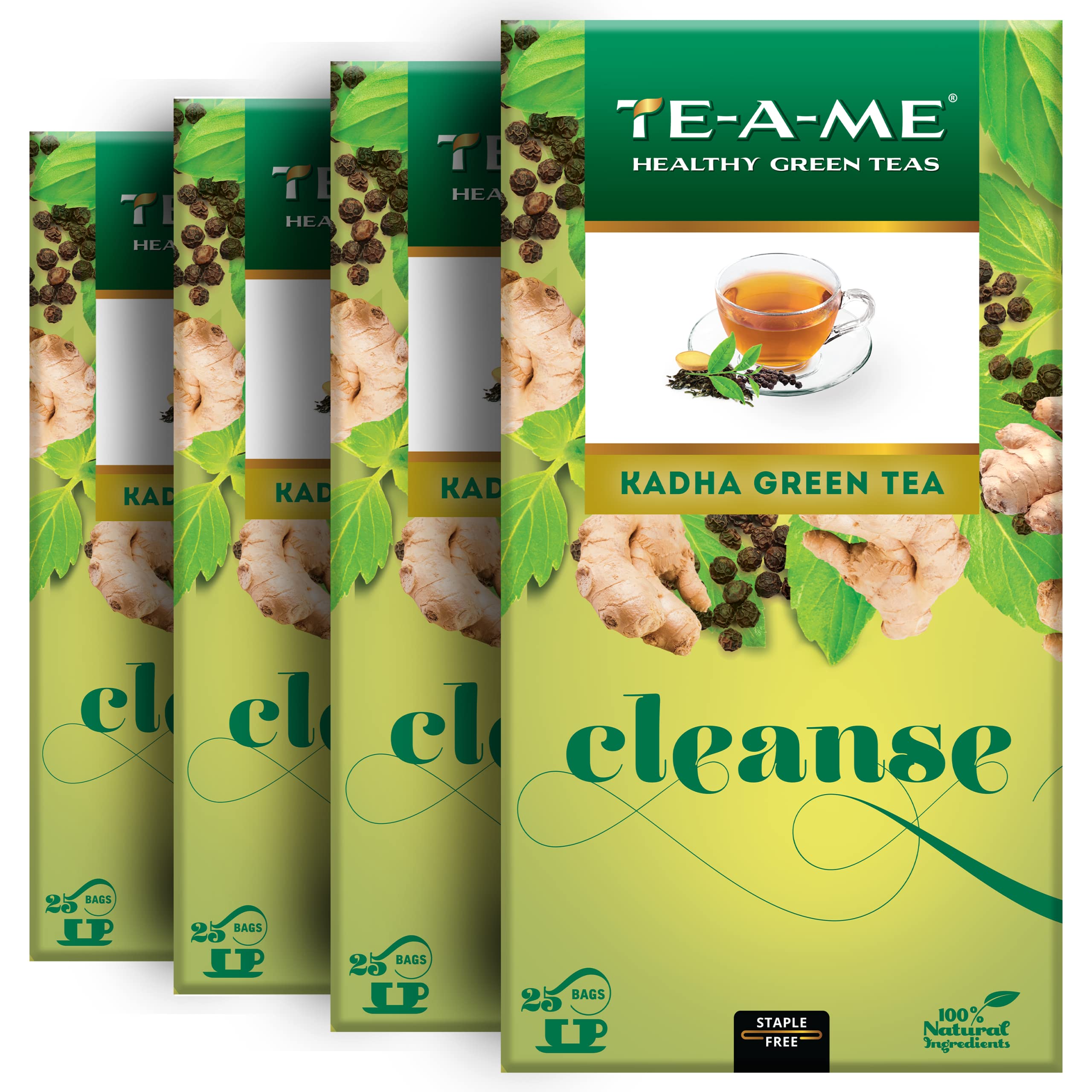 TE-A-ME Cleanse Kadha Green Tea, 25 Bags (Pack of 4)