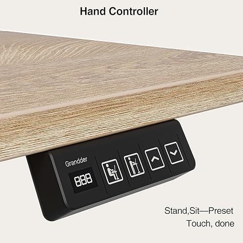 Miniatura 8 de Grandder - Escritorio eléctrico de pie de 47 x 28 pulgadas con 4 cajones, escritorio de pie ajustable en altura de 27.6" de profundidad con estante