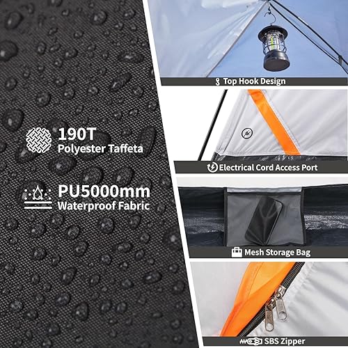 Miniatura 5 de EchoSmile 24 Person Camping Tent, Lightweight Dome Family Tent with Rainfly, Easy Setup, Waterproof & Windproof Outdoor Shelter for Group Hiking,