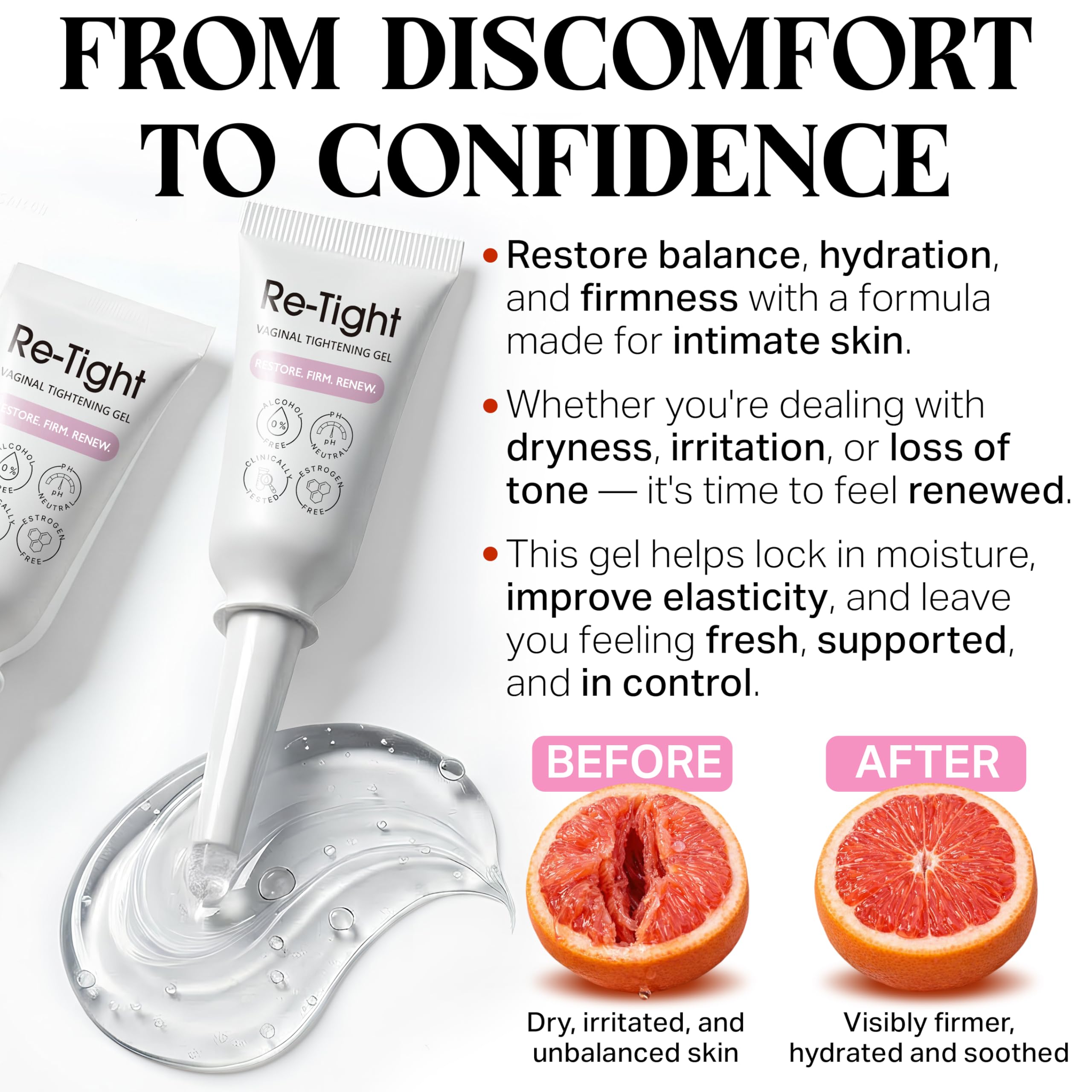 Vag Tightening Gel für Intime Hydratation & Verjüngung – Natürliche Straffungsunterstützung für Vag-Gesundheit – Feminines Pflegegel für Trockenheit, Festigkeit und Feuchtigkeitsausgleich, 15