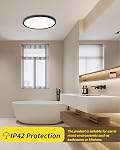 LED Installation de la lumière de plafond de montage,Round 16Inch 32w 3480lm 3000k,4000k,6000k CCT Panneau plat moderne et sélectionnable Super Slim Led Plafond lumineux, pour vivre Cuisine Chambre à coucher (1Pack-Black)