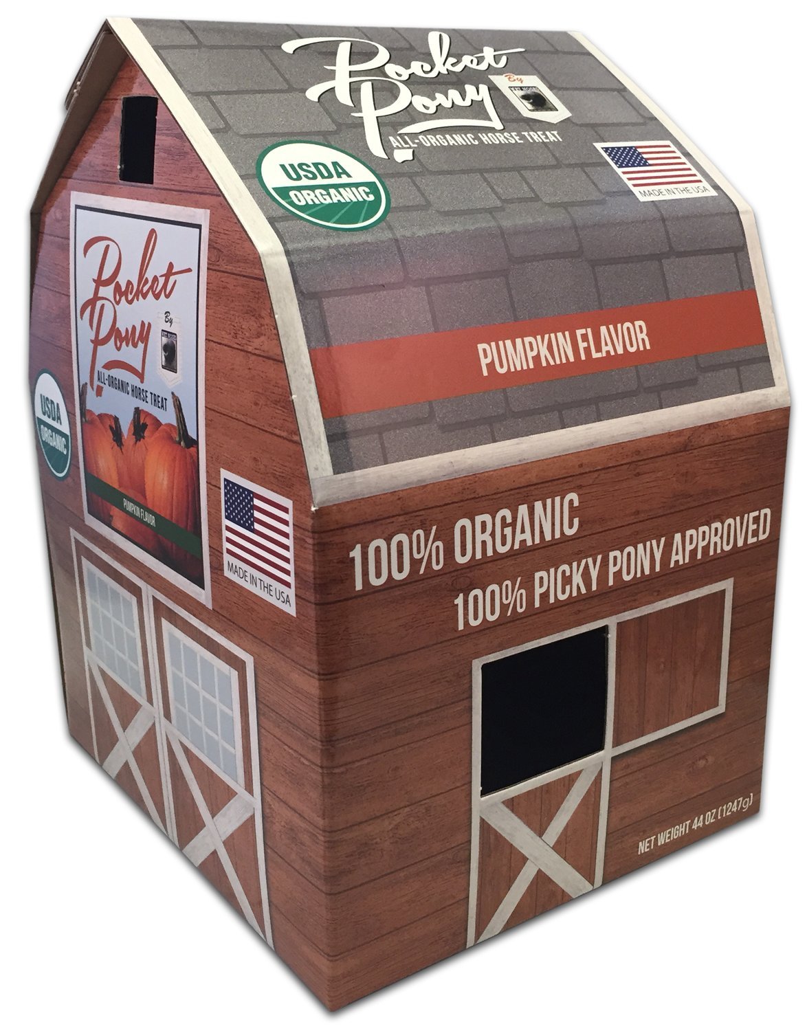 Pocket Pony Horse Treats, Made in USA, 100% Organic Human Grade, Grain Free, Gluten Free, Pumpkin, 44 oz Box