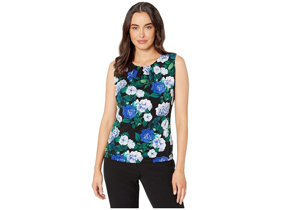 

Calvin Klein Pleat Neck Cami (Capri Multi) Women's Clothing, Blue