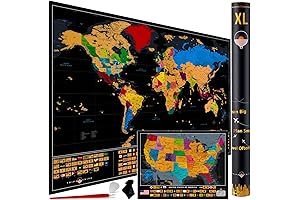 Scratch Off World Map with All 233 Flags Travel Map & Bonus US Map