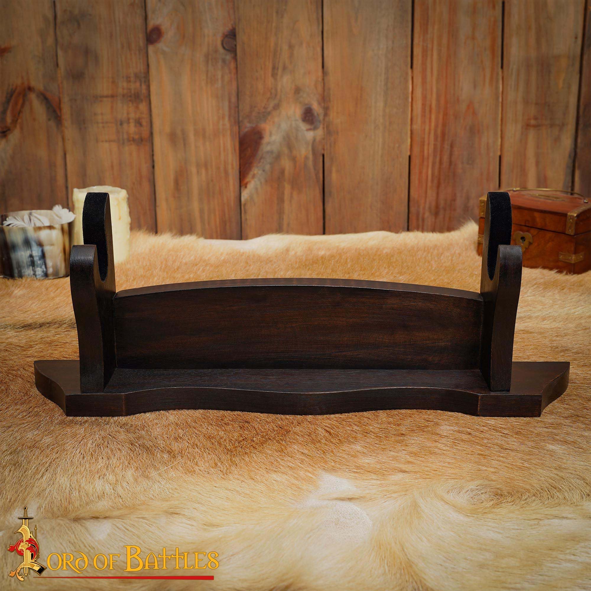 Lord of Battles Medieval Solid Wood Tier Sword Display Stand / Sword Holder / Gladiator Sword Display / Katana Sword Holder (Single Tier)