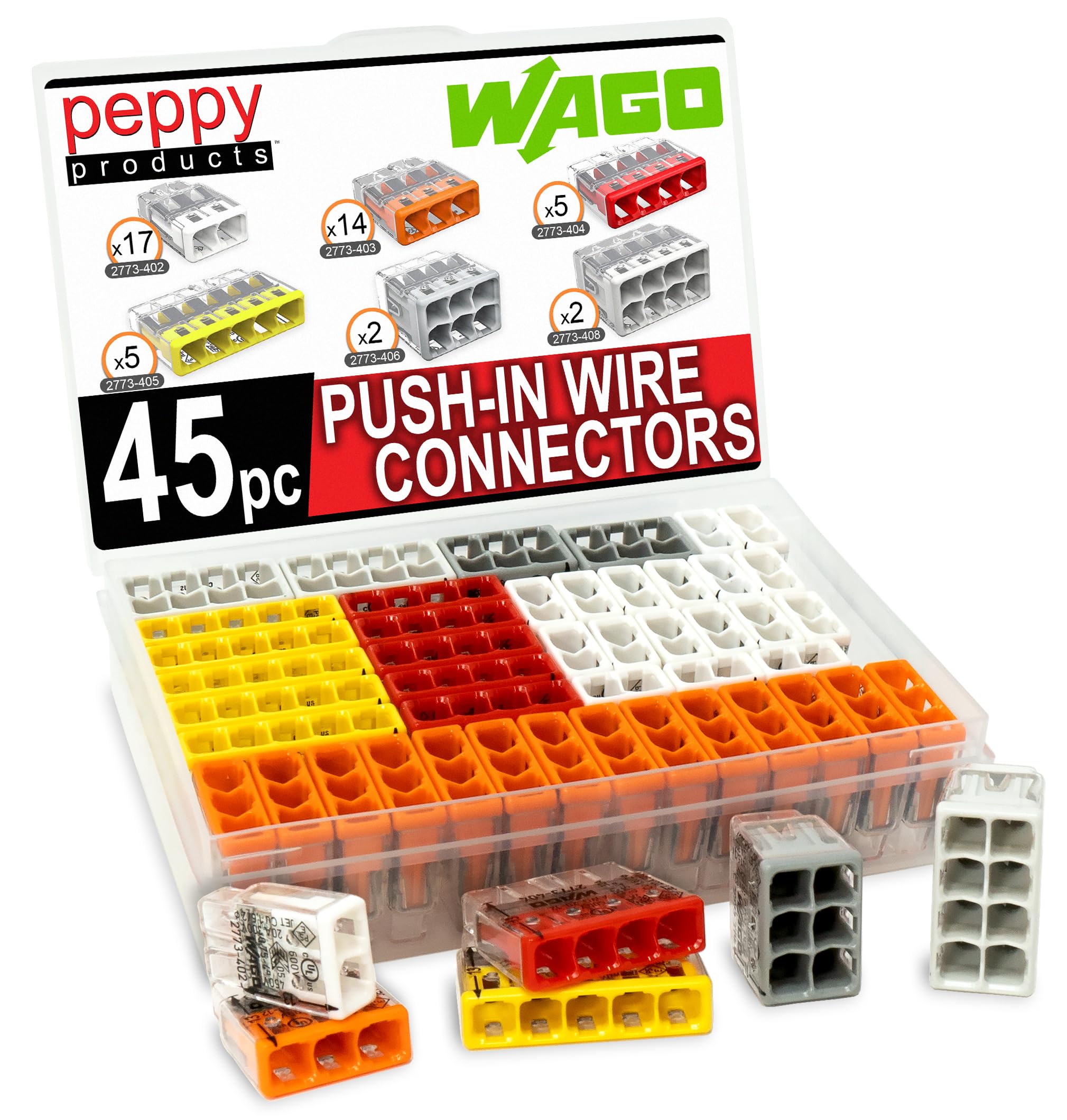 ワコ Wago 2773 Wall Nuts 45pc Push-in Wire Connector Assortment Kit