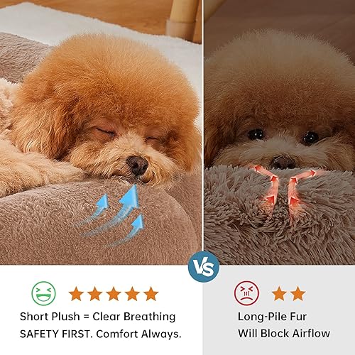 Miniatura 2 de OhGeni Cama redonda calmante para perros y gatos de 24 pulgadas para mascotas pequeñas, cálida y cómoda, mullida y duradera, lavable a máquina,