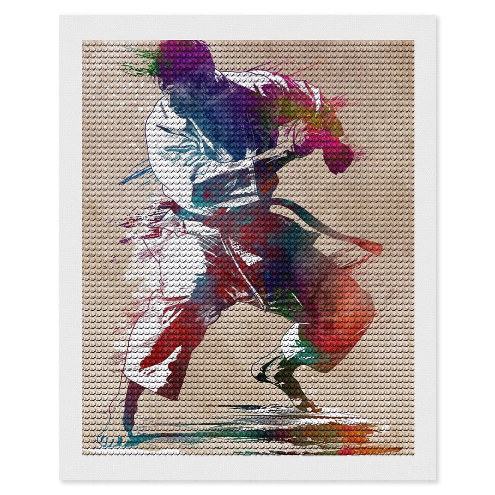 Junmoney Karate Watercolor Art Diamond Painting Set 16"x20", Stress Relief Craft, Easy to Enjoy, Vintage Style Decor, Festive Craft Gift
