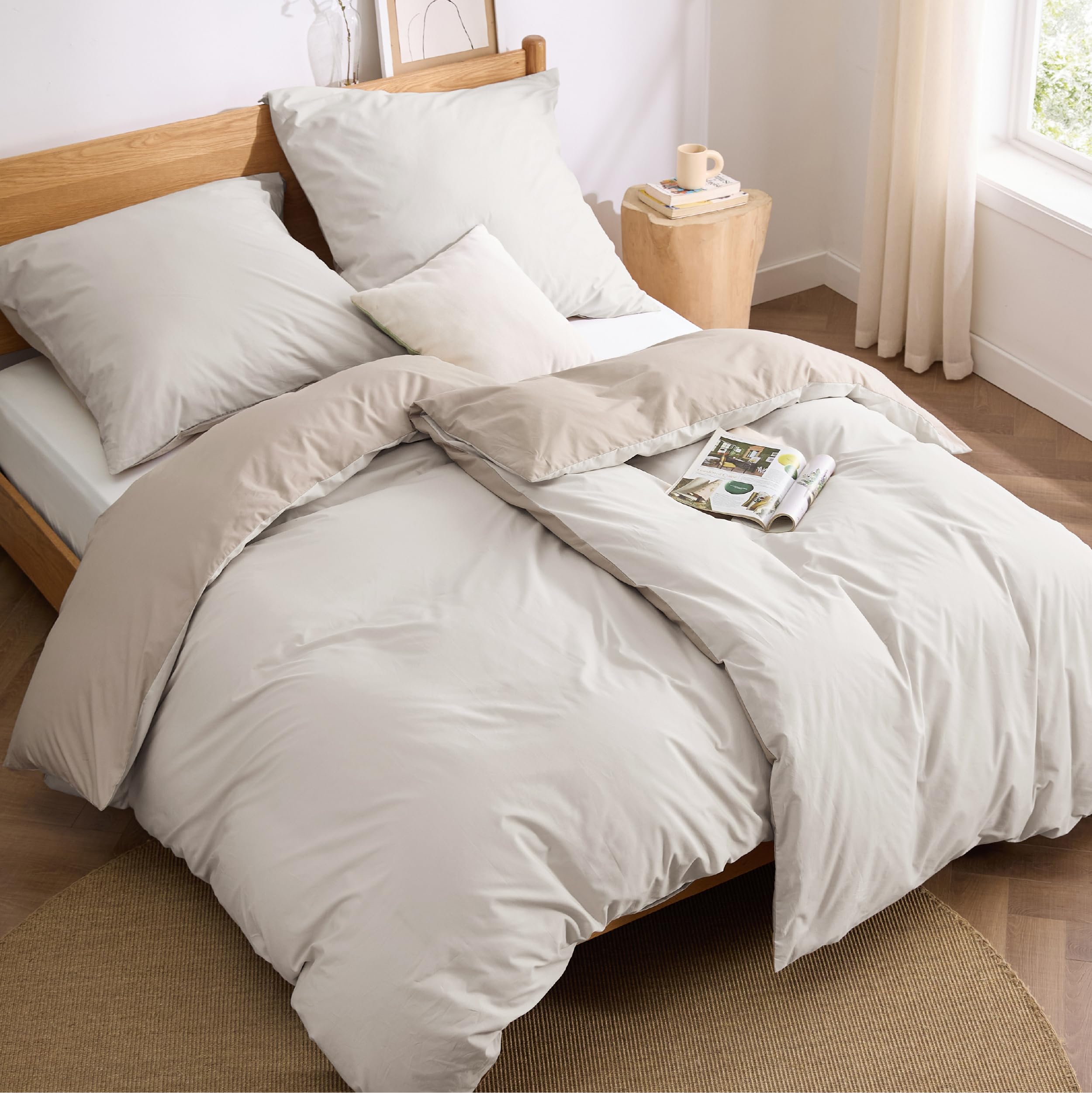 BEDSURE Bettwäsche Bettbezug Baumwolle Bettwäsche-Sets mit Kissenbezug, Duvet Cover mit Reißverschluss Einfarbig